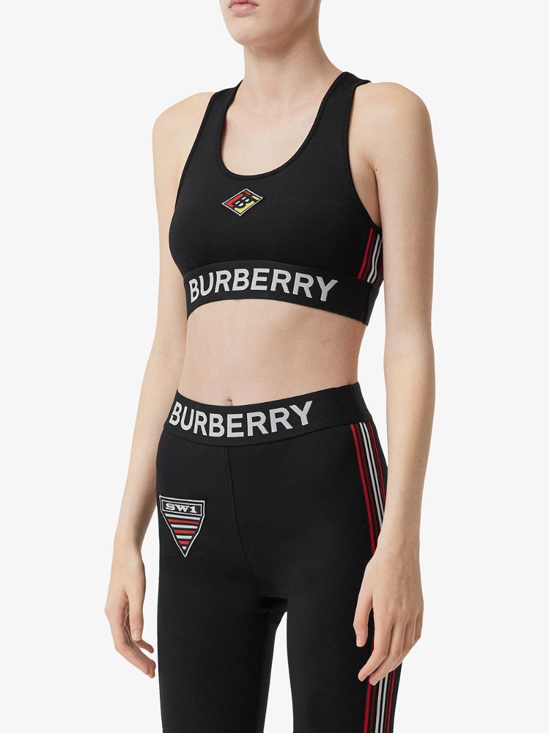 Shop Burberry Logo Stretch Jersey Bra In Black