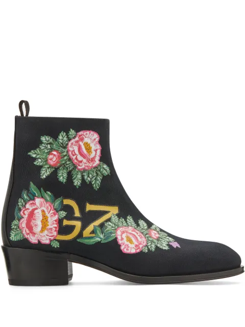 floral ankle boots