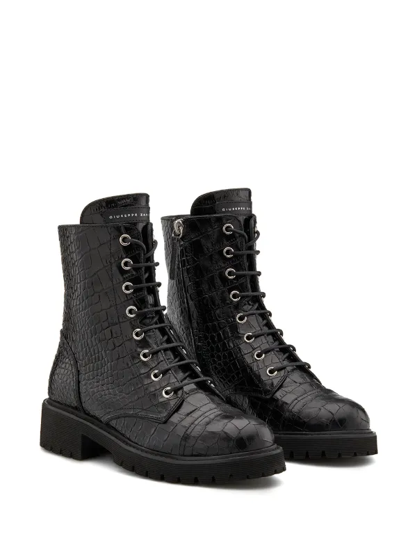 crocodile lace up boots