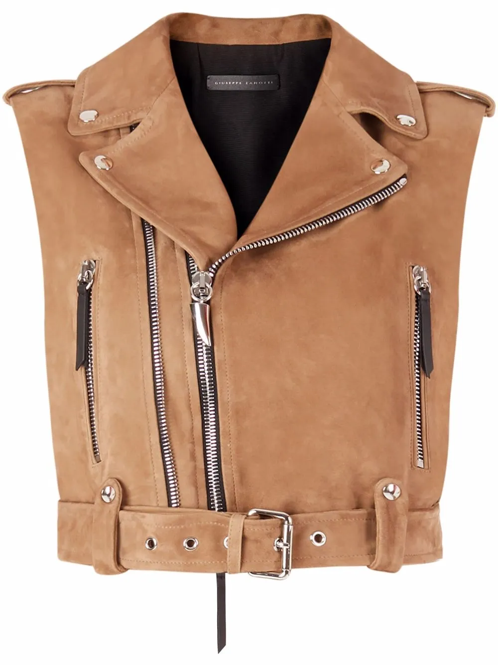 Image 1 of Giuseppe Zanotti sleeveless cropped suede biker jacket