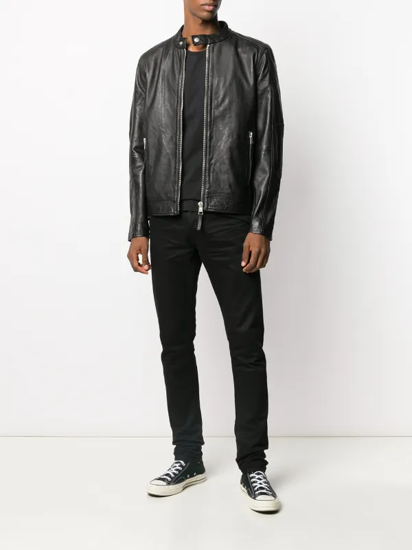 calvin klein band collar moto jacket