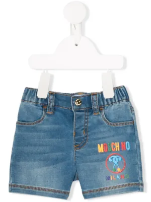 Moschino Kids شورت بتطريز حروف شعار الماركة