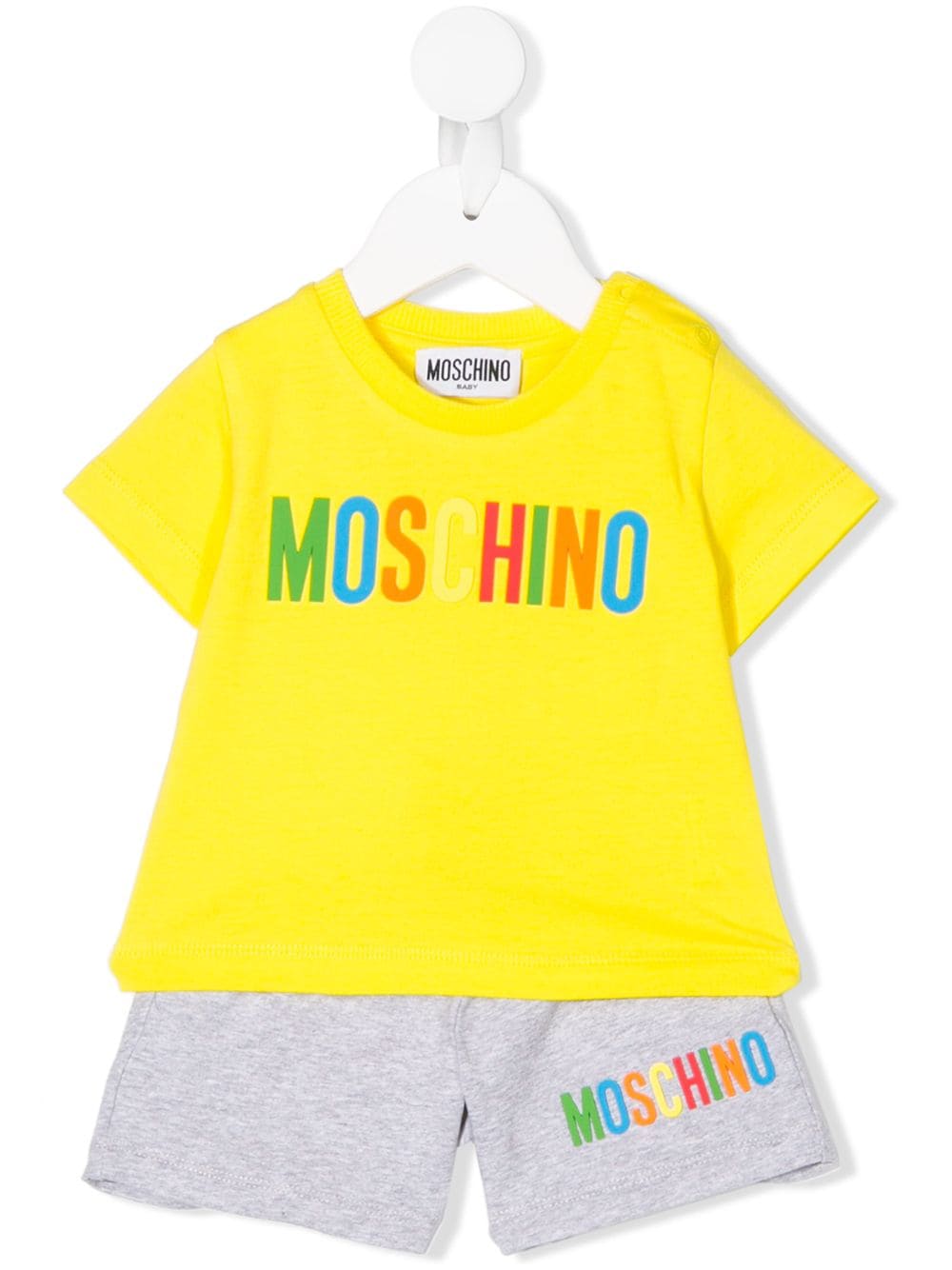 Moschino Babies' Logo-print Two-piece Set In Yellow