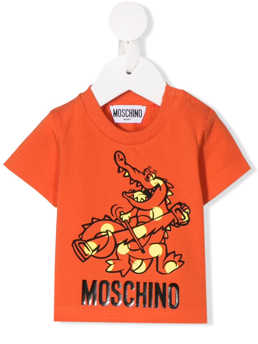 Moschino Babies' Logo Dragon Print T-shirt In Orange