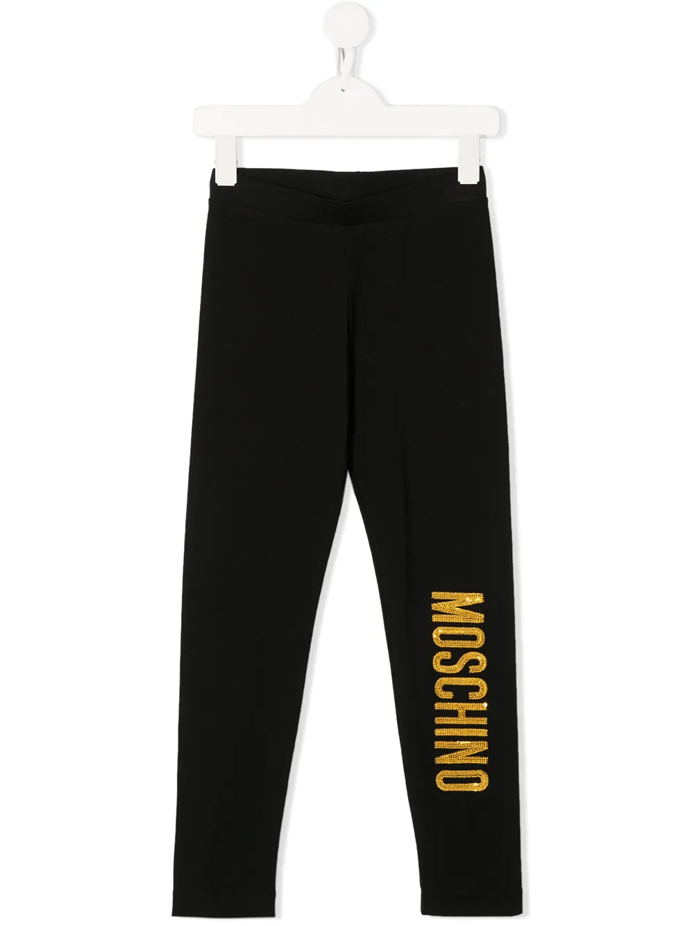 Image 1 of Moschino Kids sequin logo embroidered leggings