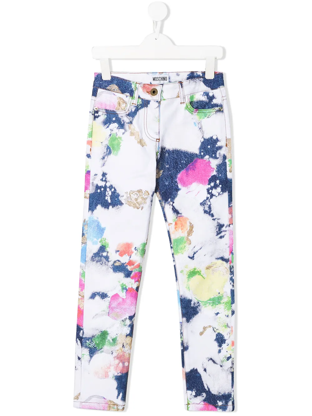 Moschino Kids джинсы с абстрактным принтом