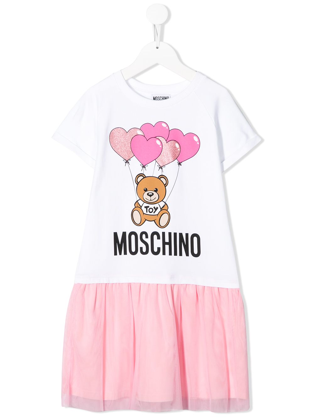 фото Moschino kids платье-футболка с сетчатой юбкой