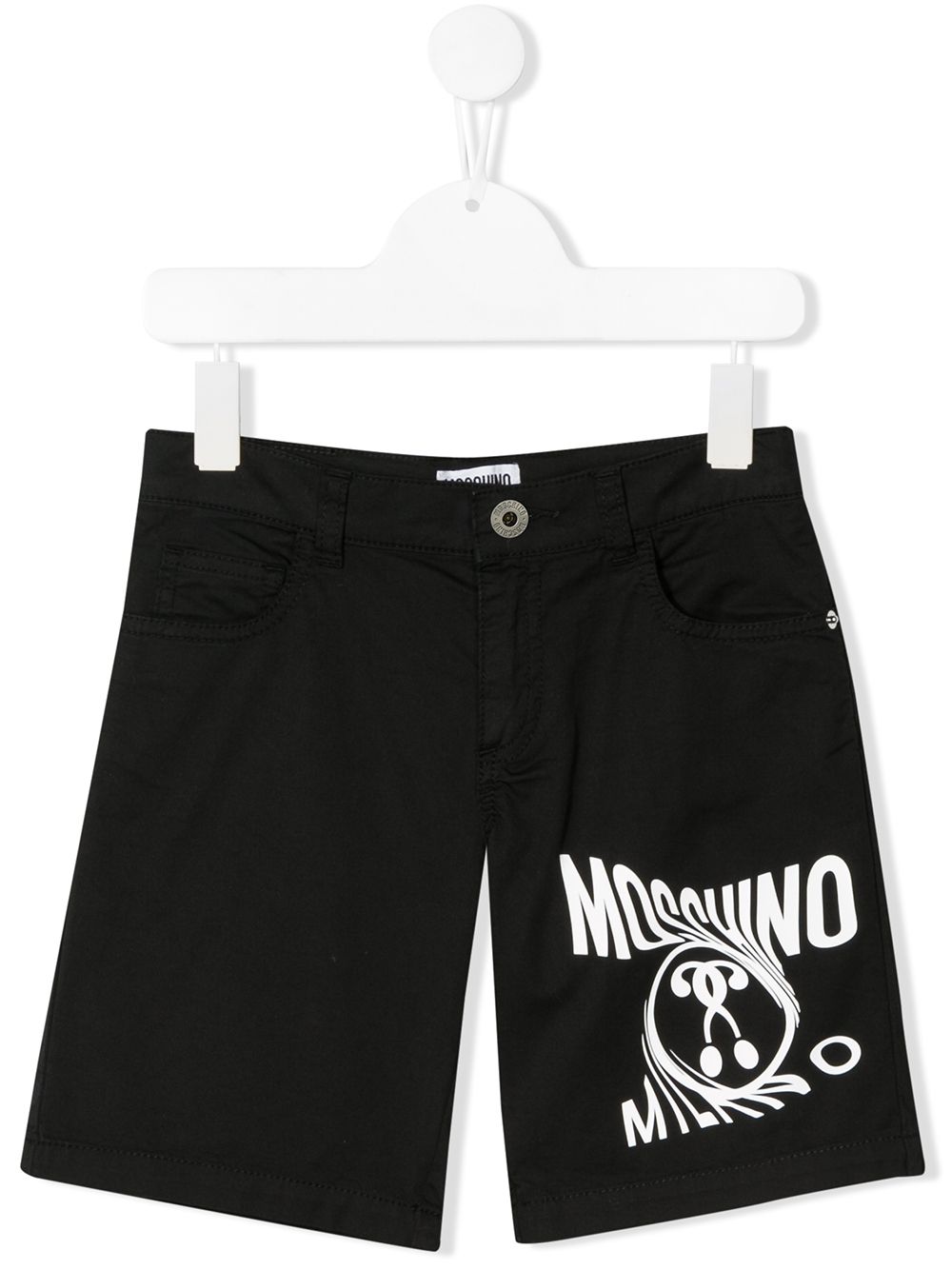 Moschino Kids' Swirl Logo Print Shorts In Black