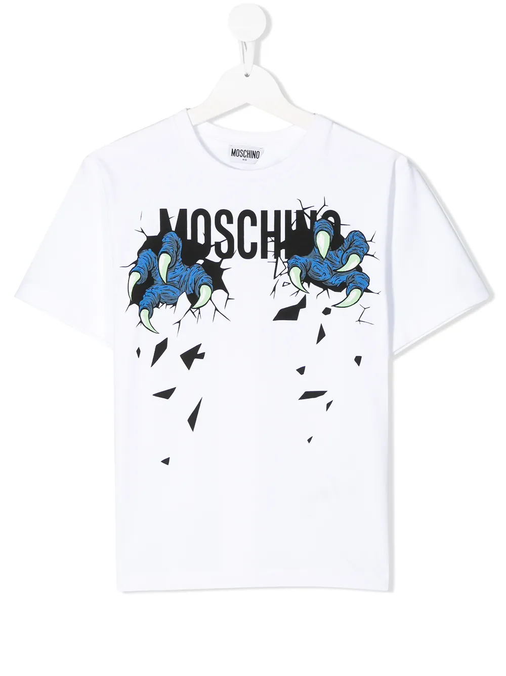 Moschino Kids' Monster Claw Print T-shirt In White