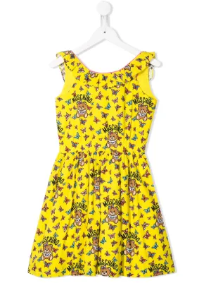 Moschino Kids فستان بكسرات وطبعة فراشات