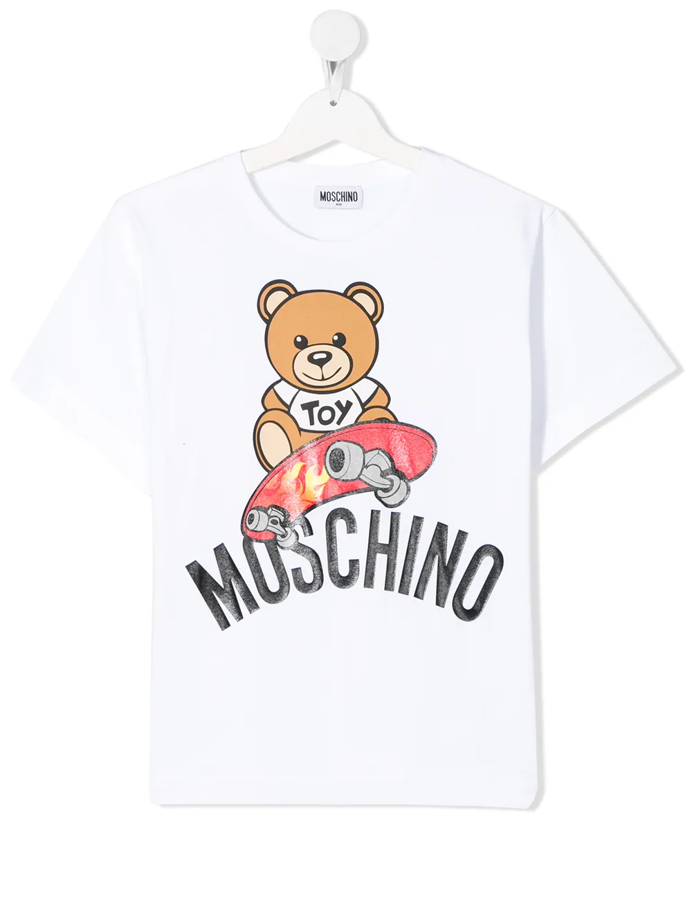 Moschino Teen Teddy Skater Print T-shirt In White