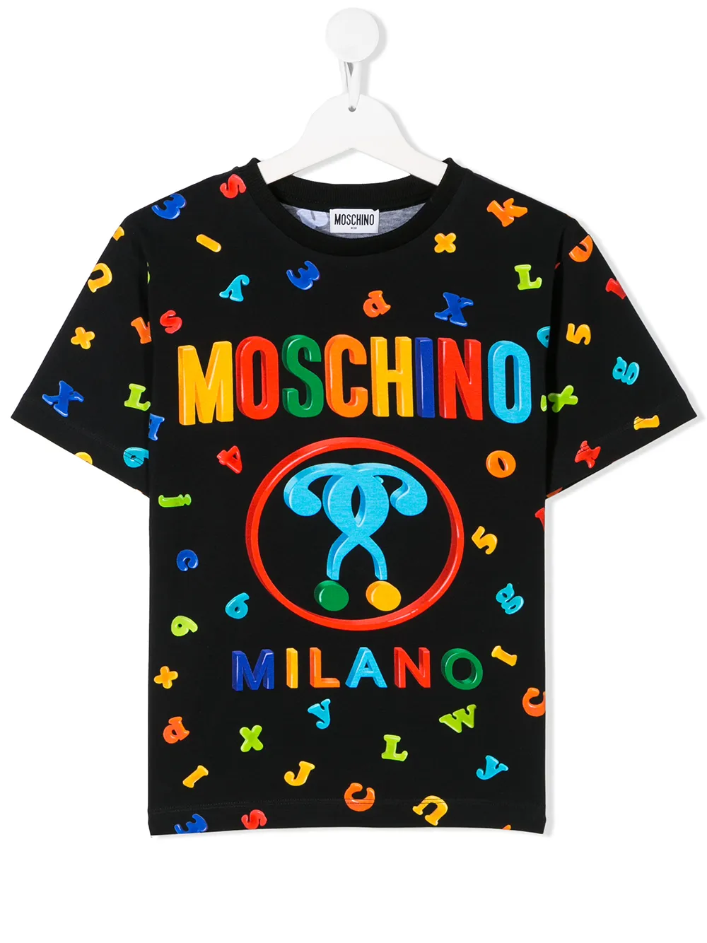 Moschino Teen Crew Neck Alphabet Print T-shirt In Black