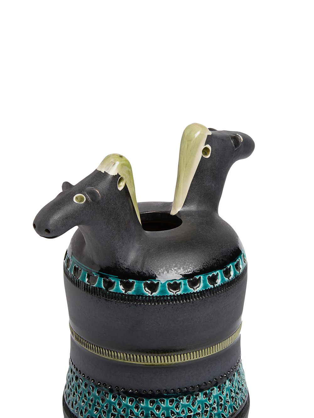 Shop Bitossi Ceramiche Horse Heads Vase In Blue