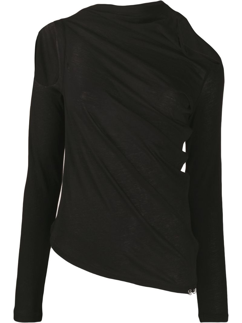 Diesel Draped Top With Asymmetric Hem In Black