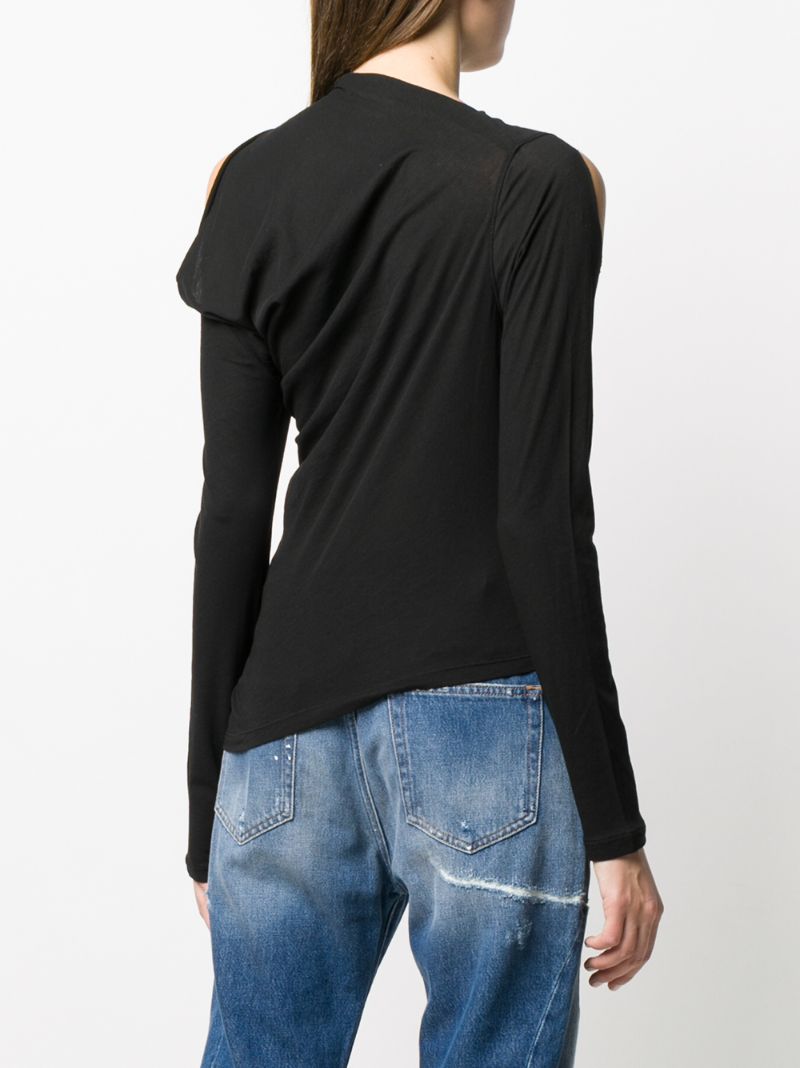 Shop Diesel Draped Top With Asymmetric Hem In Black