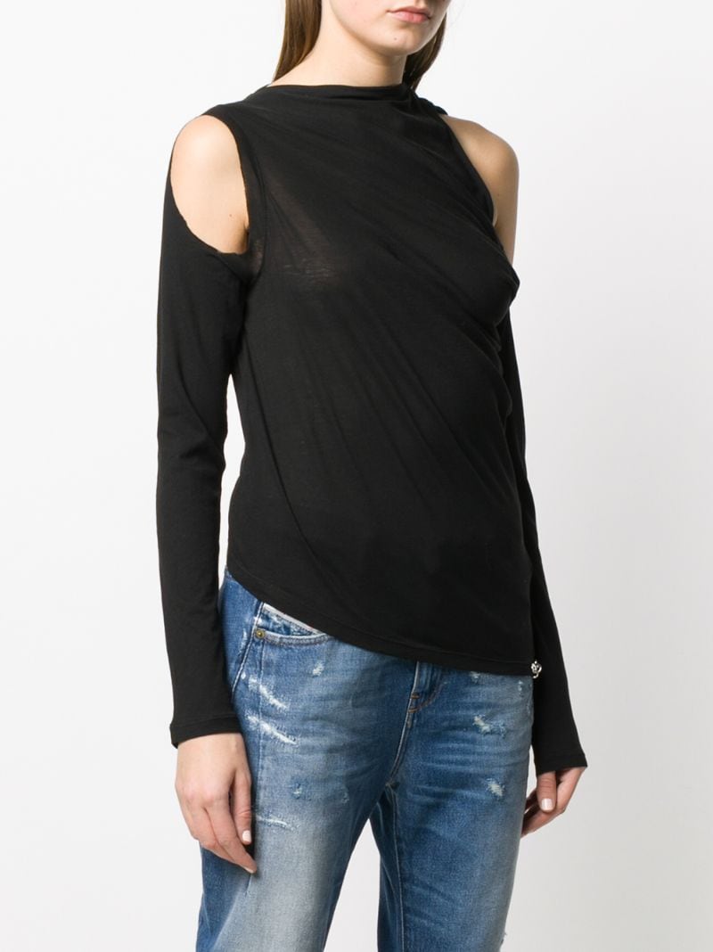 Shop Diesel Draped Top With Asymmetric Hem In Black