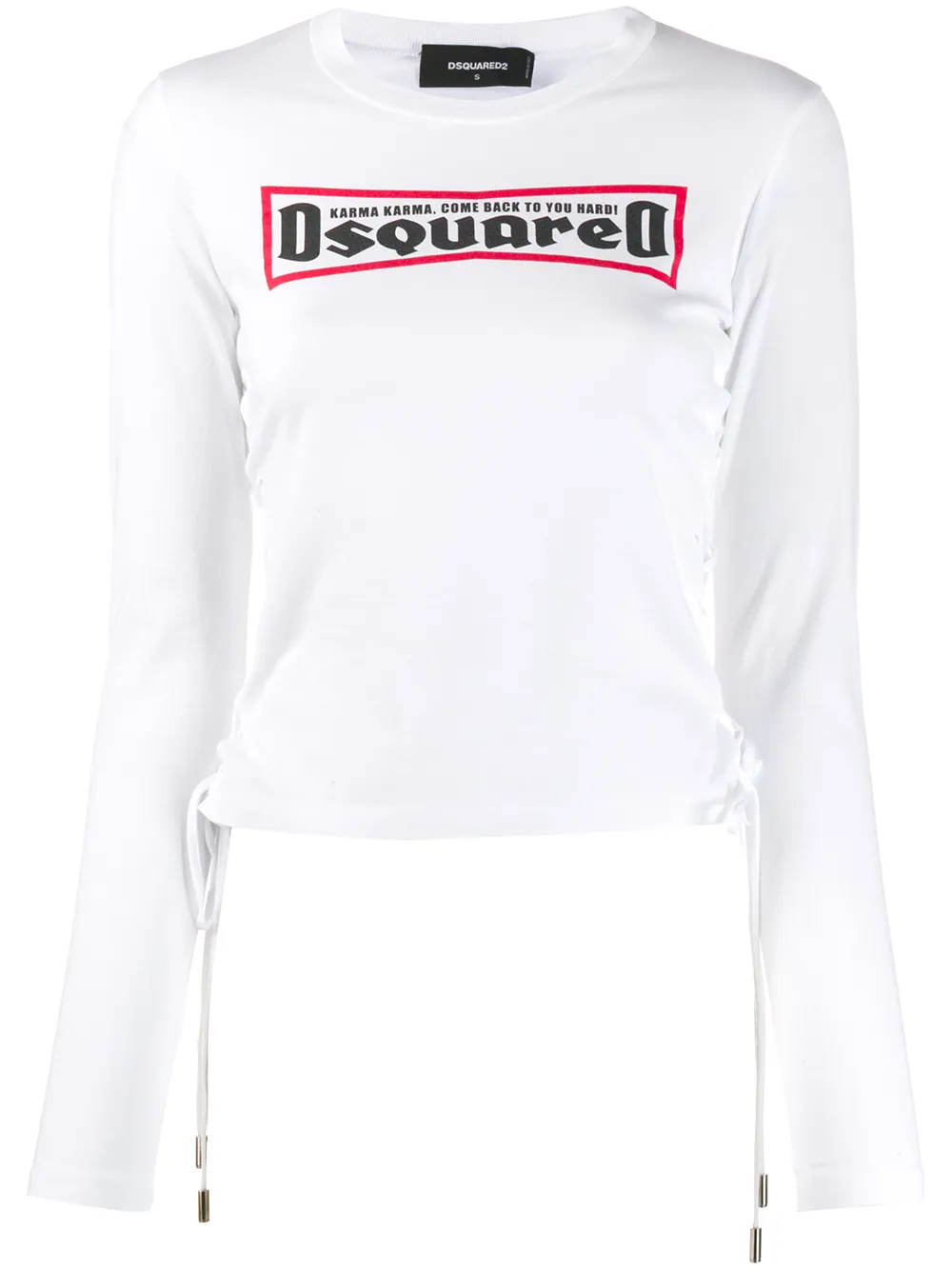 ＜Farfetch＞ 9%OFF！Dsquared2 ディースクエアード レースアップ Tシャツ - ホワイト