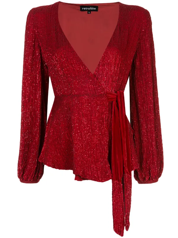 red sequin blouse