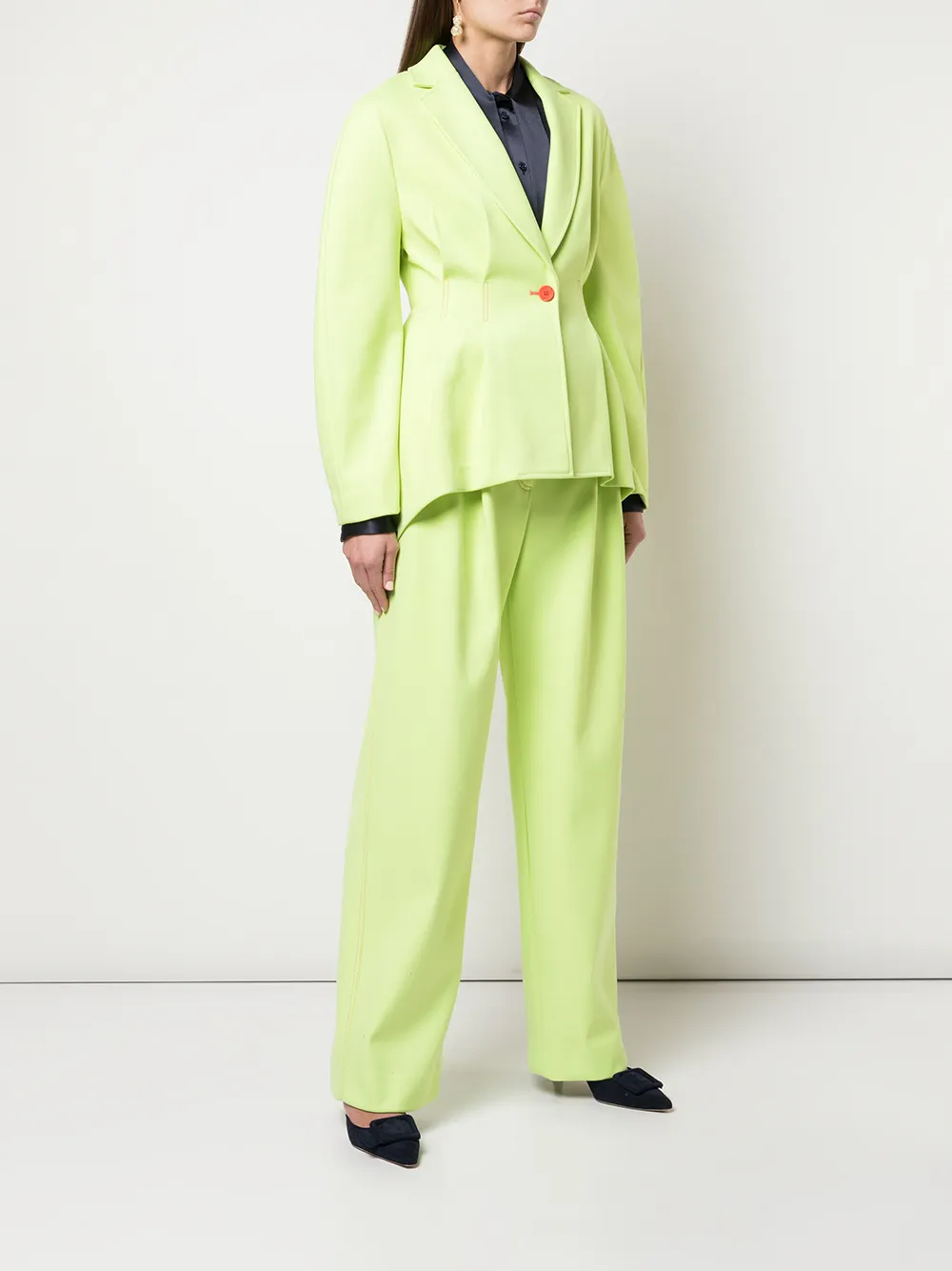  Sies Marjan Neonfarbener Blazer Mit Drapierung   Gelb 