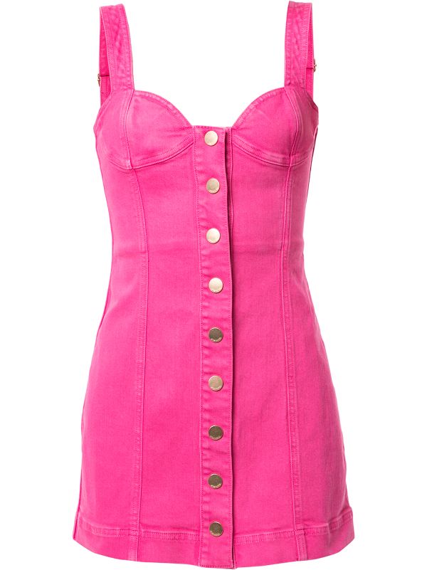 pink denim overall dress