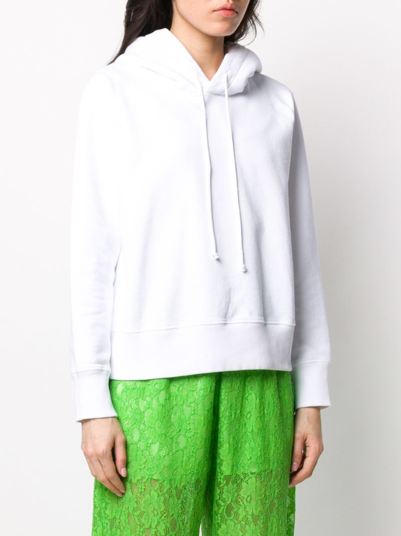 Shop Mm6 Maison Margiela Short Long-sleeved Hoodie In White