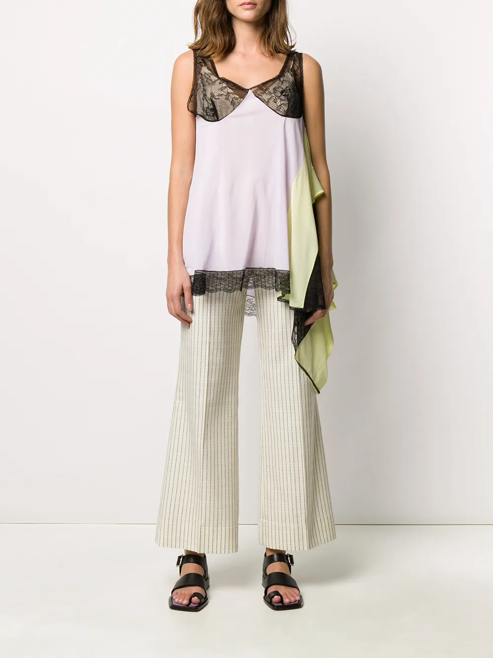 asymmetric panelled vest top