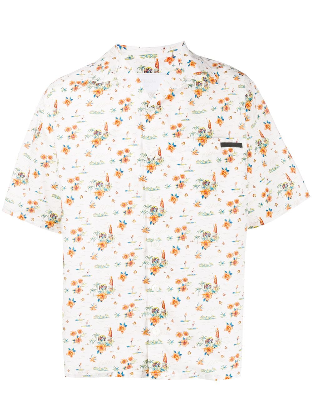 Prada Tropical Print Shirt In White