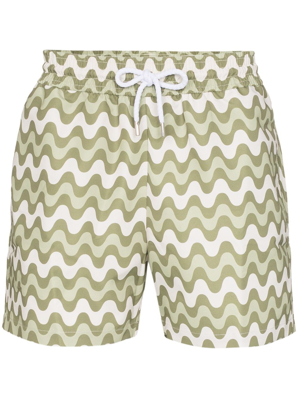 Shop Frescobol Carioca Wave Stripe Swimming Shorts In Green