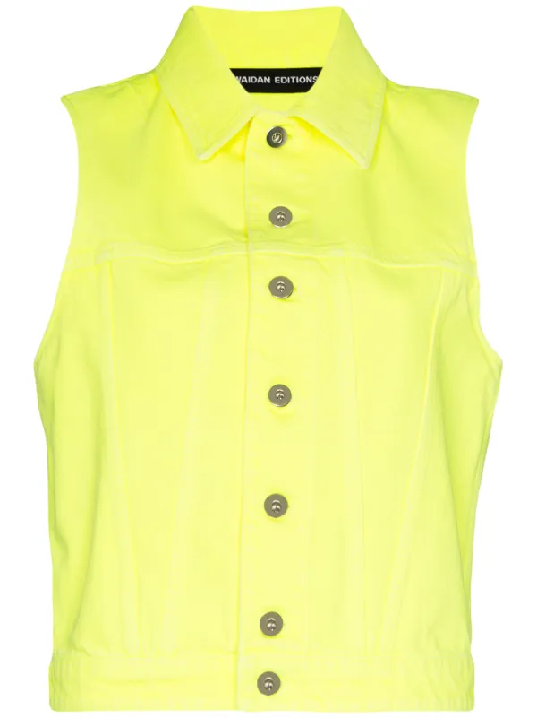 yellow denim vest