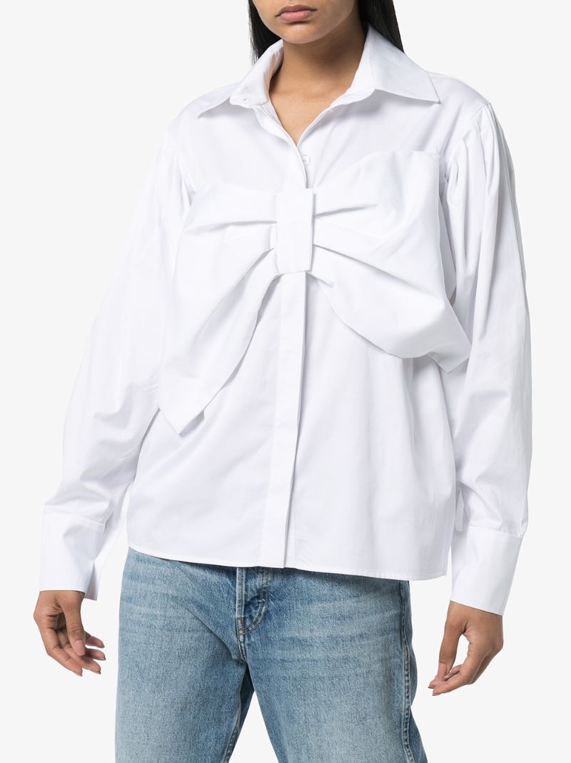 Shop Anouki Bow Front Shirt In White
