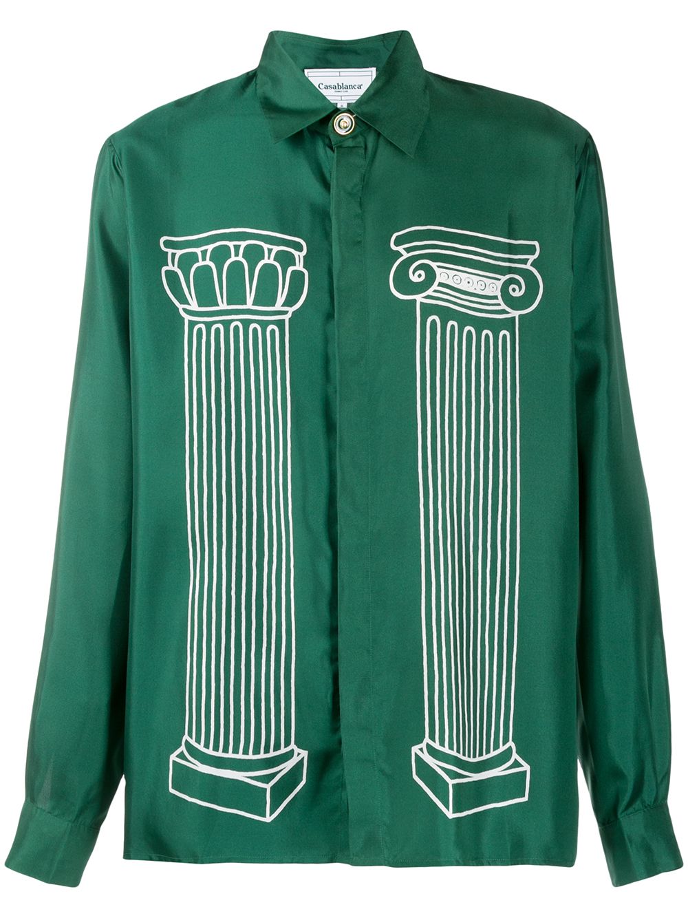 Casablanca Column-print Silk Shirt In Green