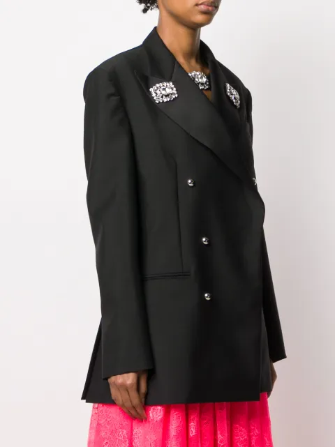 Black Christopher Kane Crystal Wool Blazer Ssjk780atailoringwoolblack Farfetch