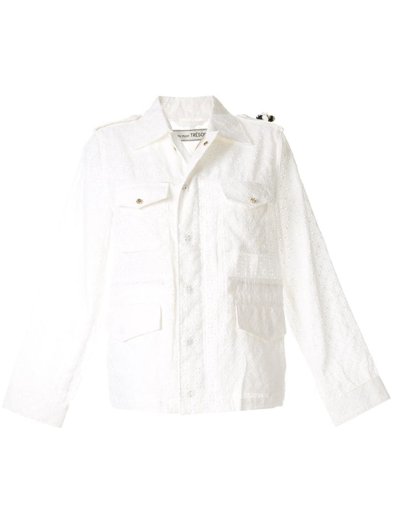 Tu Es Mon Tresor Single-breasted Fitted Jacket In White