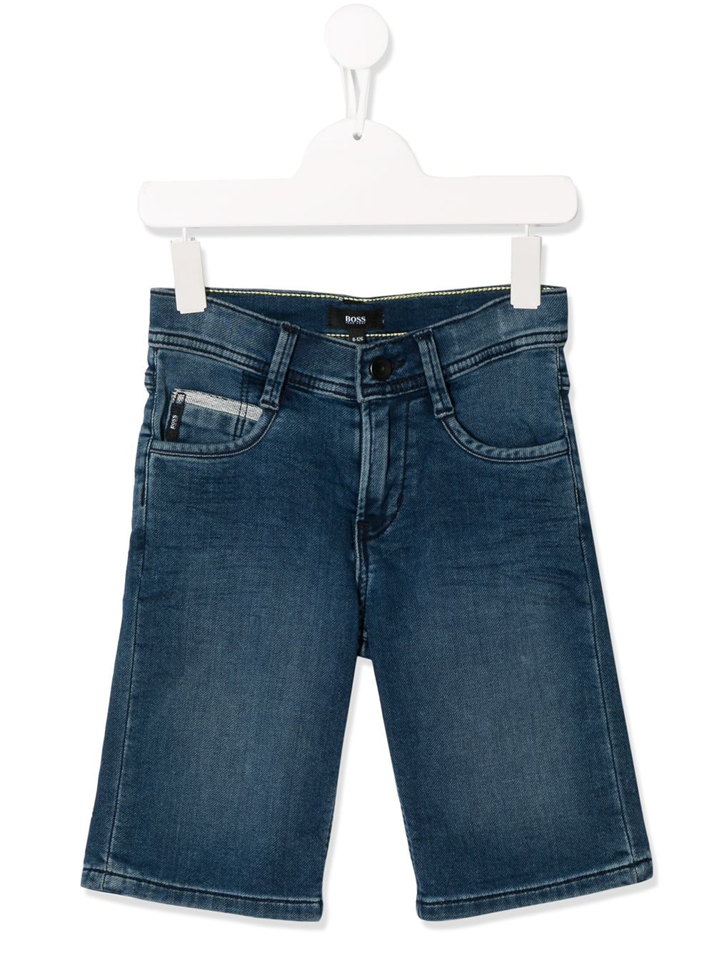 Shop Hugo Boss Stonewashed Denim Shorts In Blue