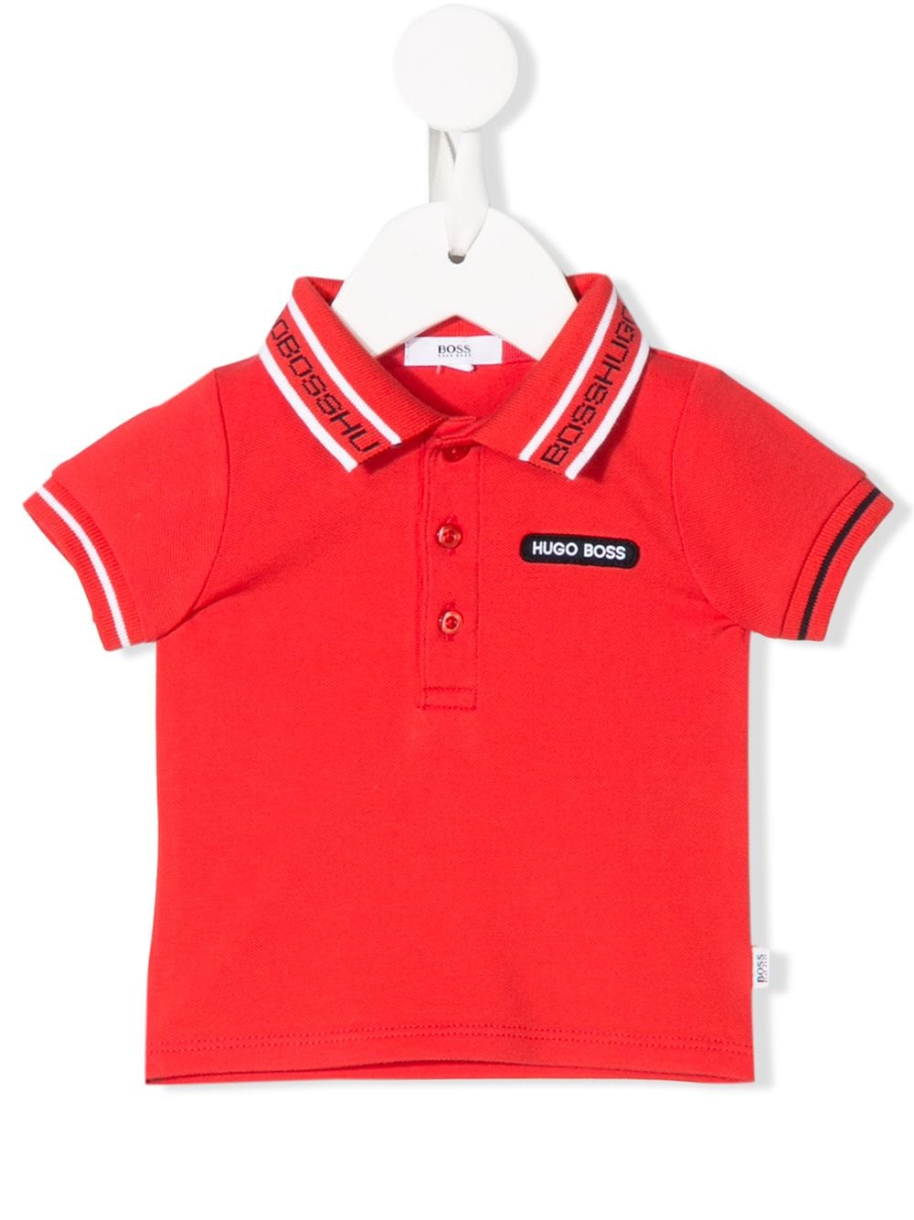 Shop Hugo Boss Stripe Detailed Polo Shirt In Red