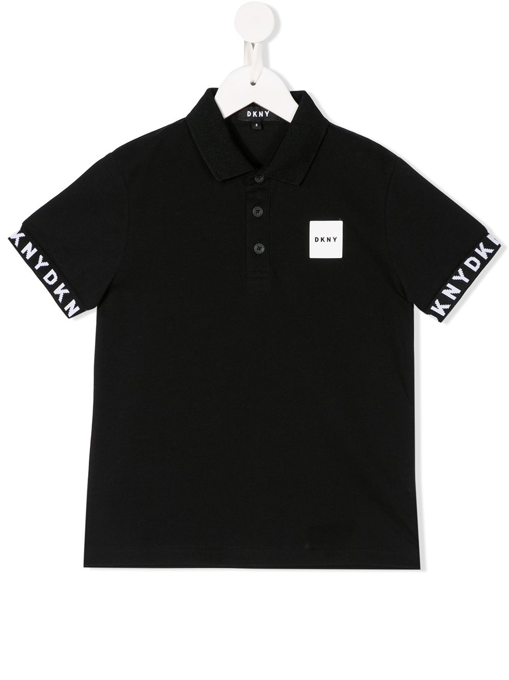 Shop Dkny Logo Tape Polo Shirt In Black