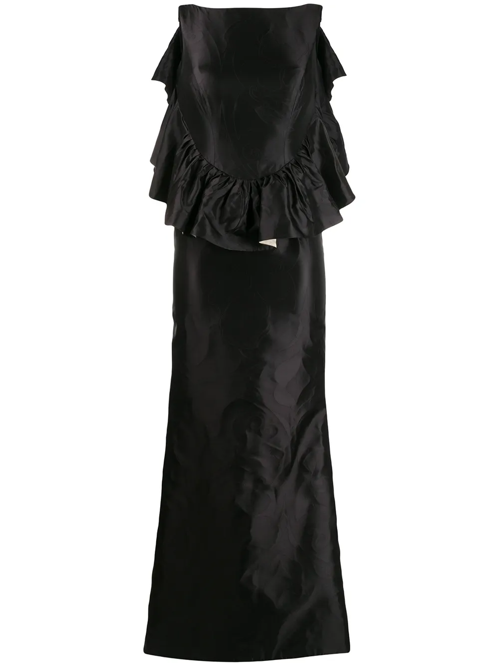 Pre-owned Escada 2000s Ruffle Mermaid Gown In Black