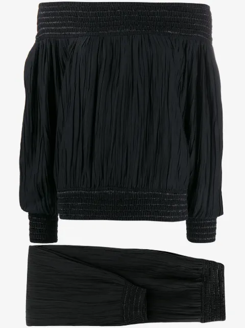 Issey Miyake Pre-Owned set de top y pantalones con diseño fruncido 1970