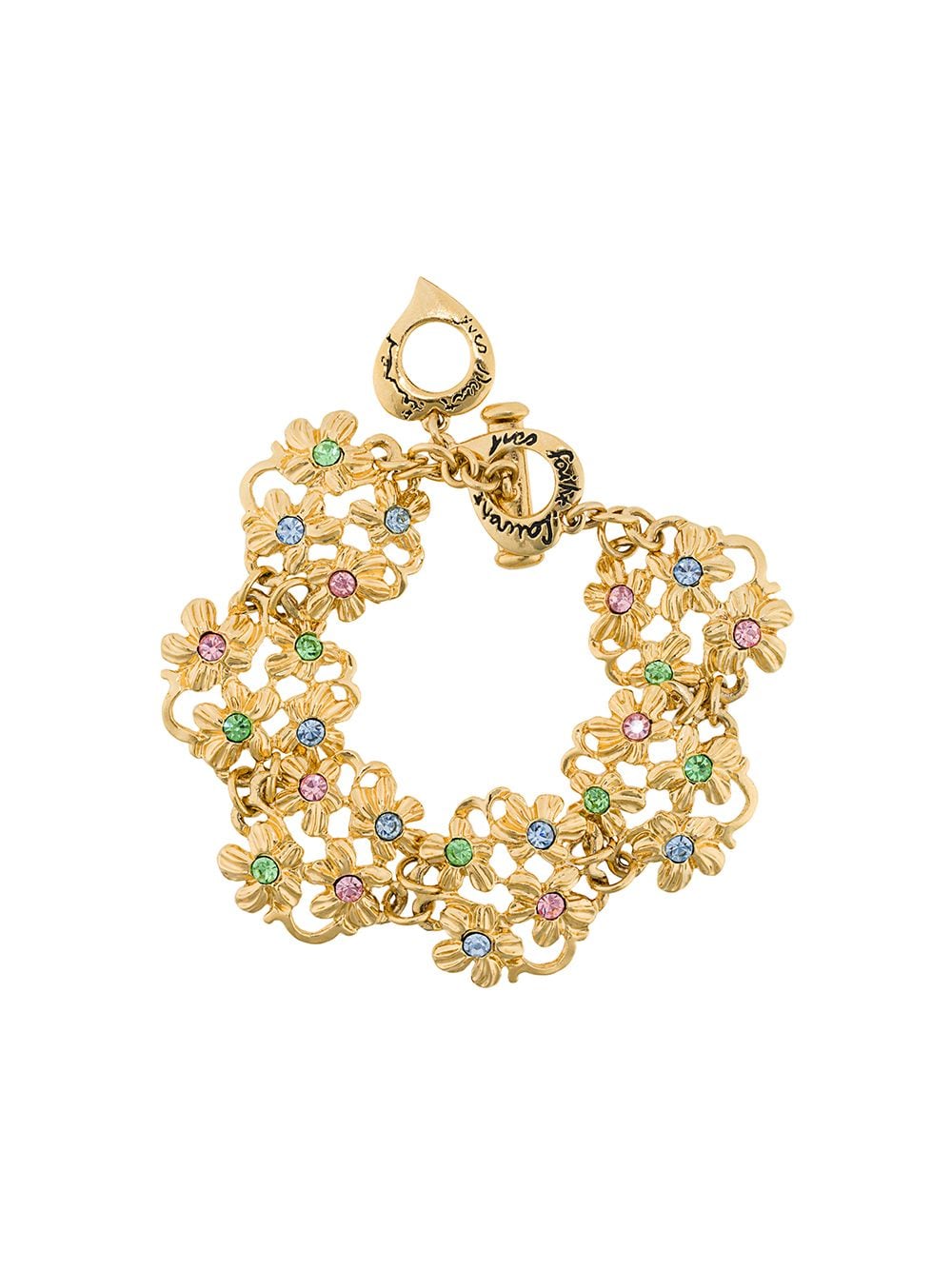 Pre-owned Saint Laurent 1980s Floral Charm Bracelet In Gold