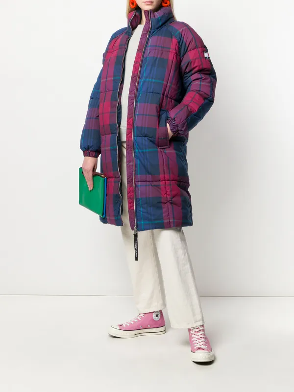 tommy jeans check padded coat