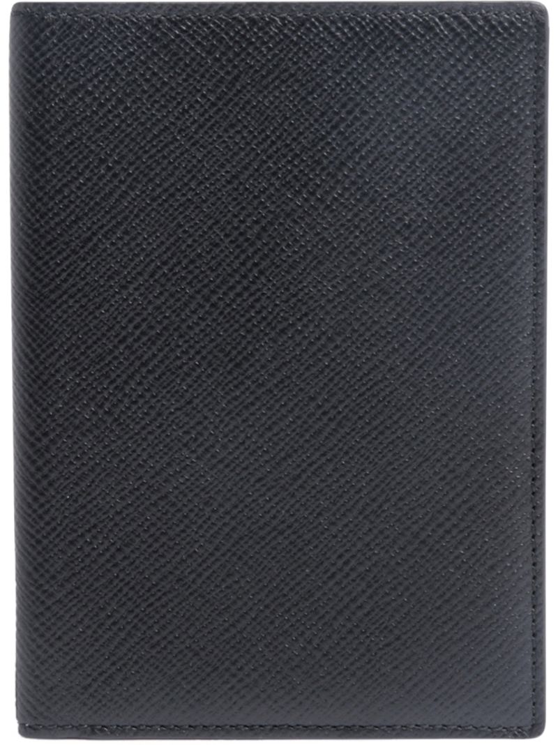 Smythson Panama Grained-effect Passport Cover In Black