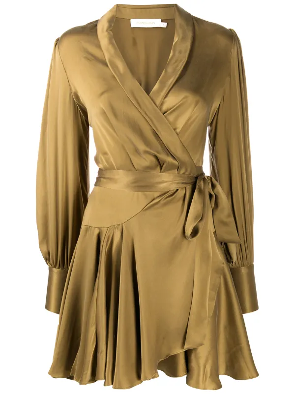 wrap mini dress long sleeve