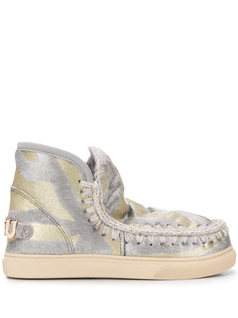 Mou Eskimo Patterned Ankle Boots In Grey