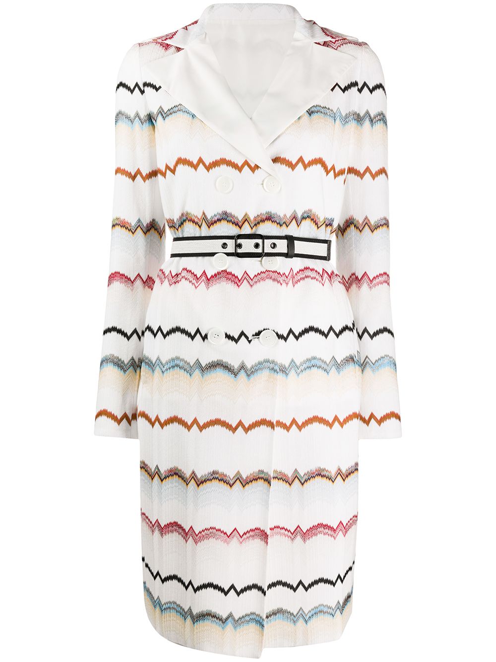 Missoni Jacquard-zigzag Double-breasted Coat In White