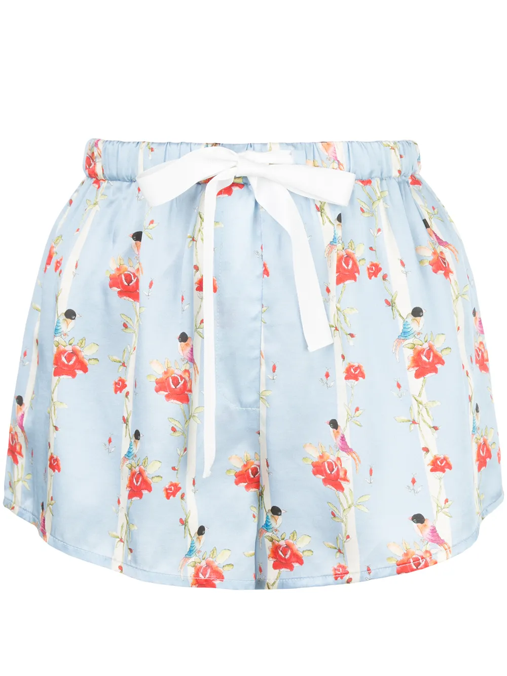 Morgan Lane Martine Floral-print Silk Shorts In Blue