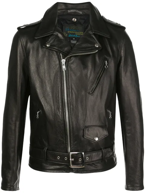 Schott Lc1150 Biker Jacket In Black Leather In Black