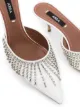 AREA 50mm fringed crystal-embellished mules