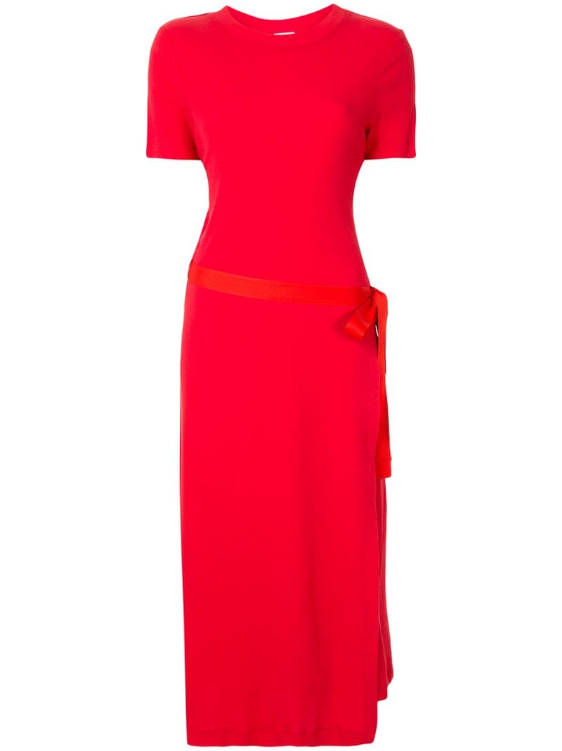 Rosetta Getty Apron Wrap T-shirt Dress In Red