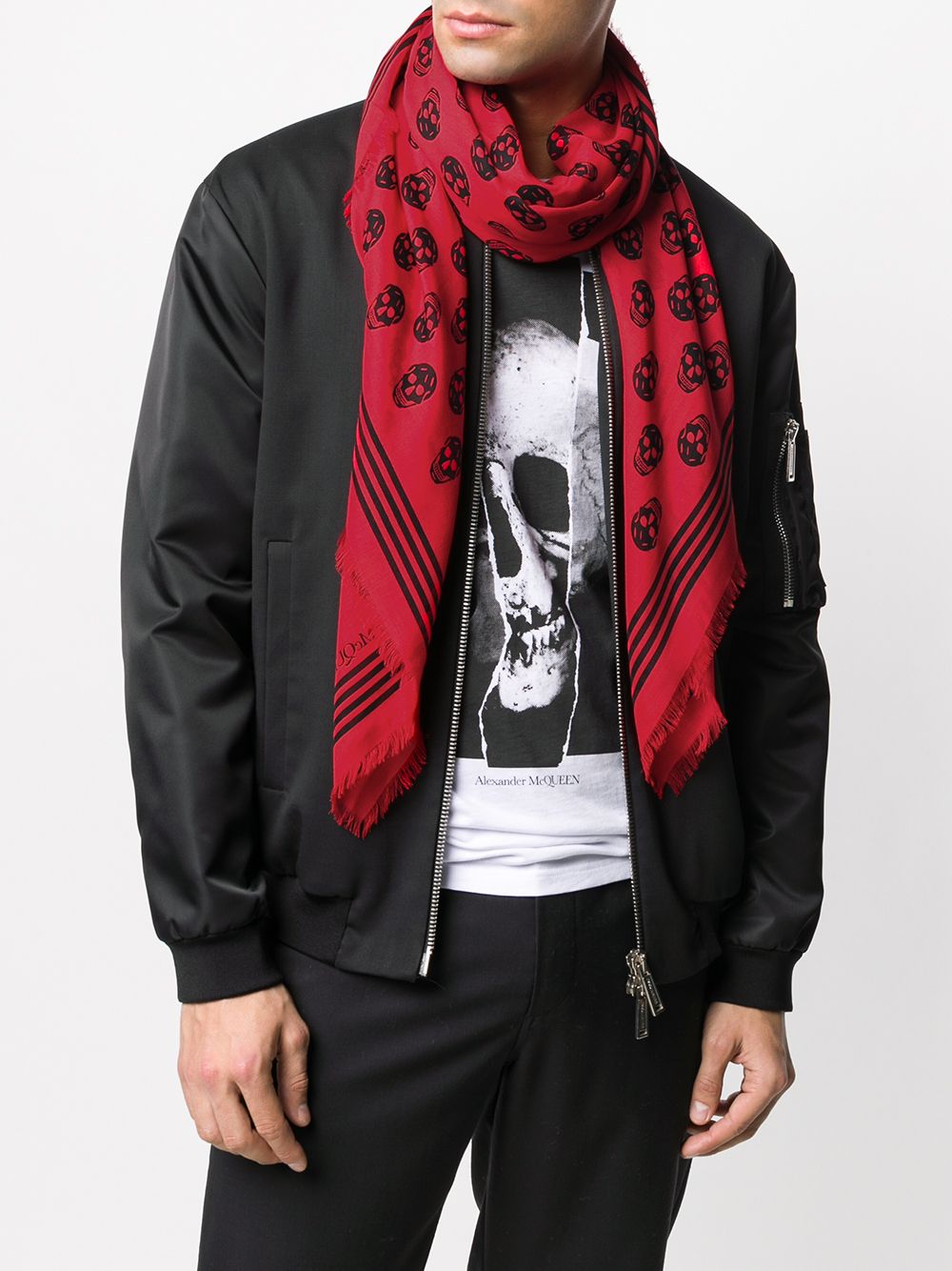 фото Alexander mcqueen шарф с принтом biker skull