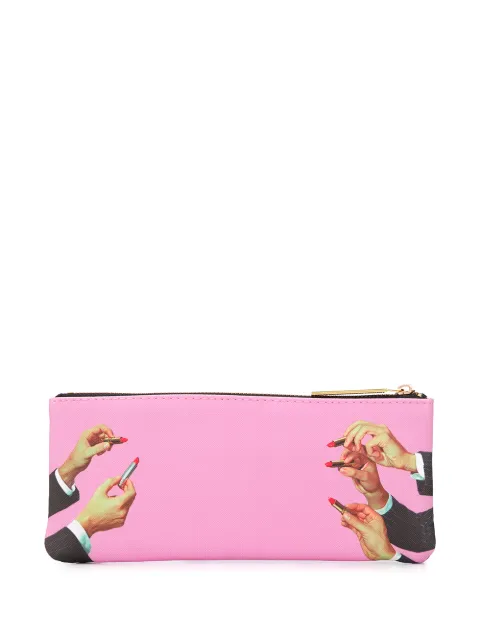 Seletti lipstick print make-up bag